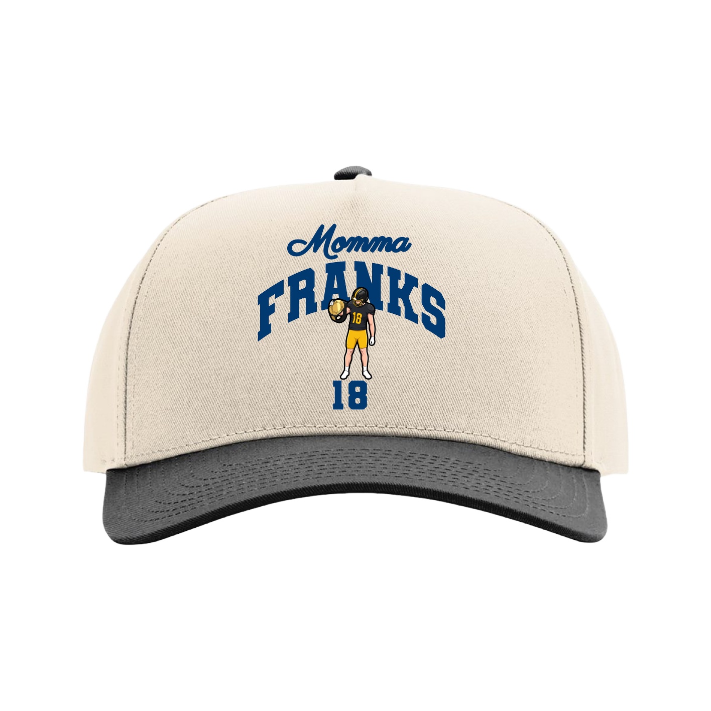 Full Fabric Five-Panel Champ Cap — Mothers Day Arch in Cream/Black