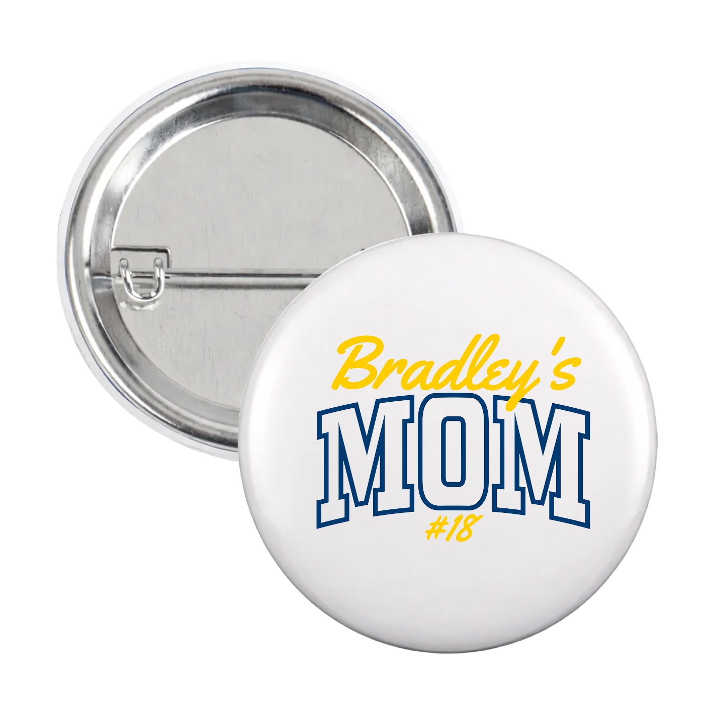 Game Day Button — Mothers Day Arch Script in White
