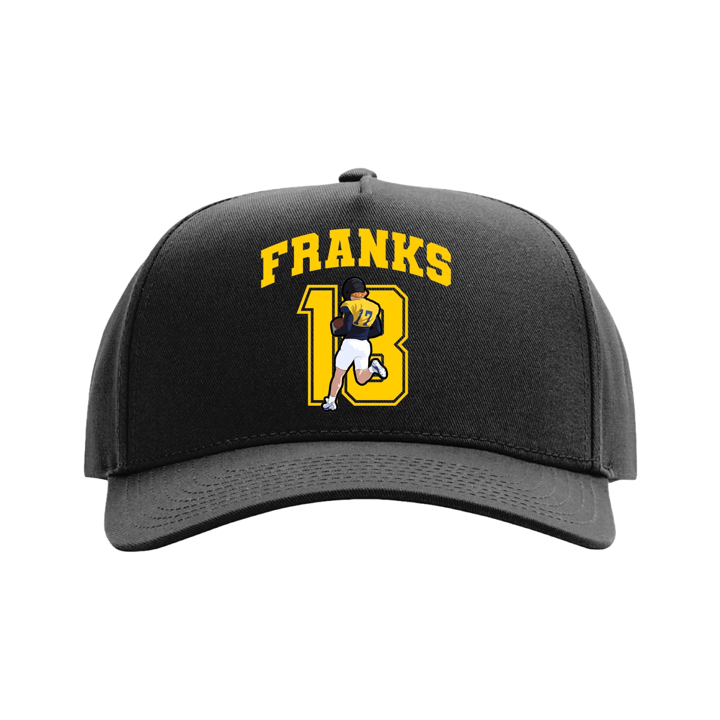 Full Fabric Five-Panel Champ Cap — Number in Black
