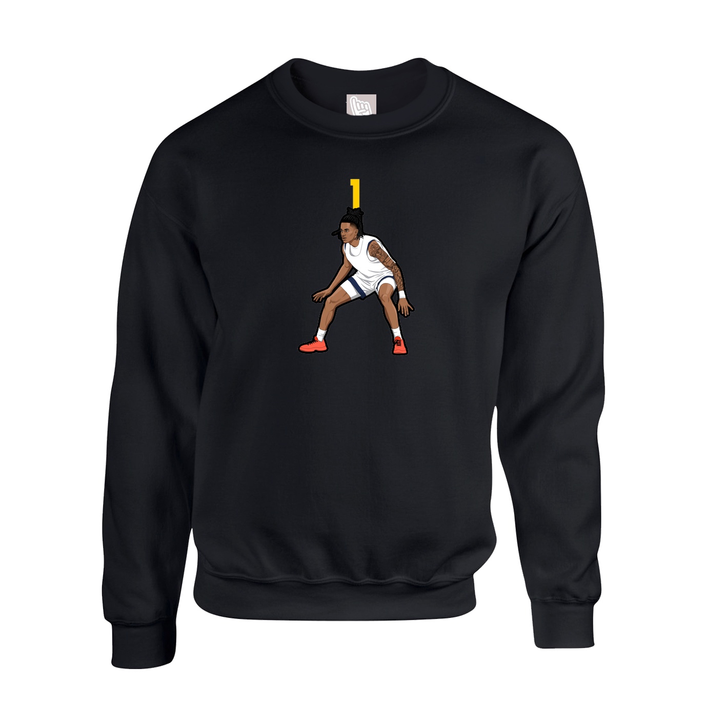 Fleece Crew — Number Top in Black