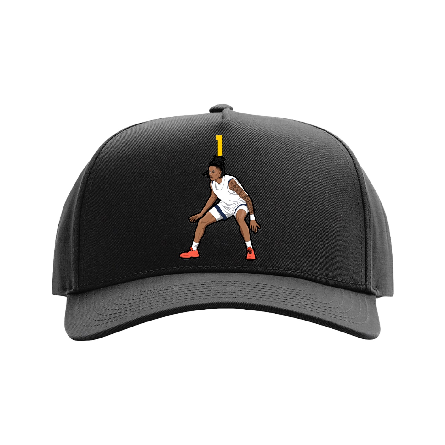 Full Fabric Five-Panel Champ Cap — Number Top in Black