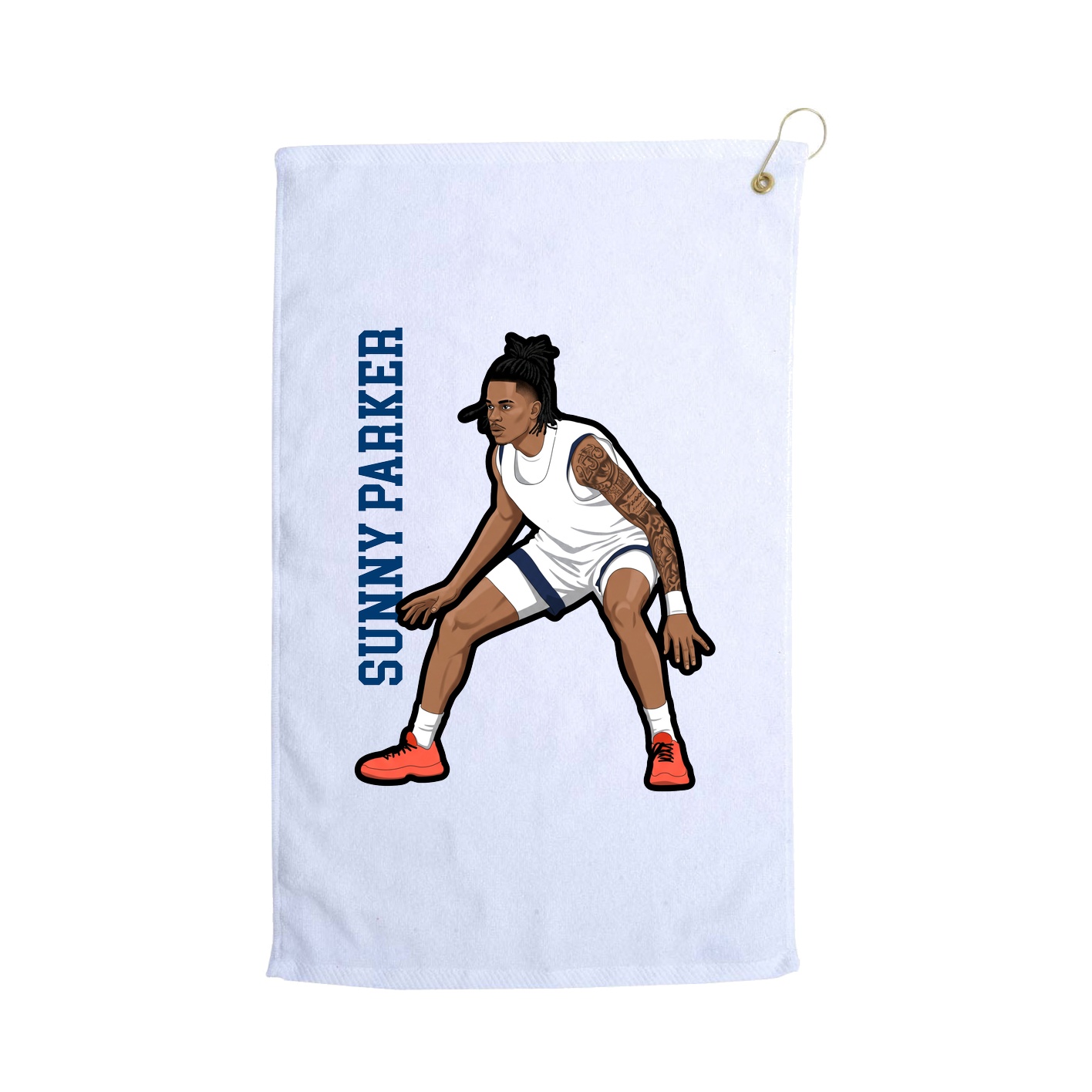 Golf Towel — Name Vertical in White