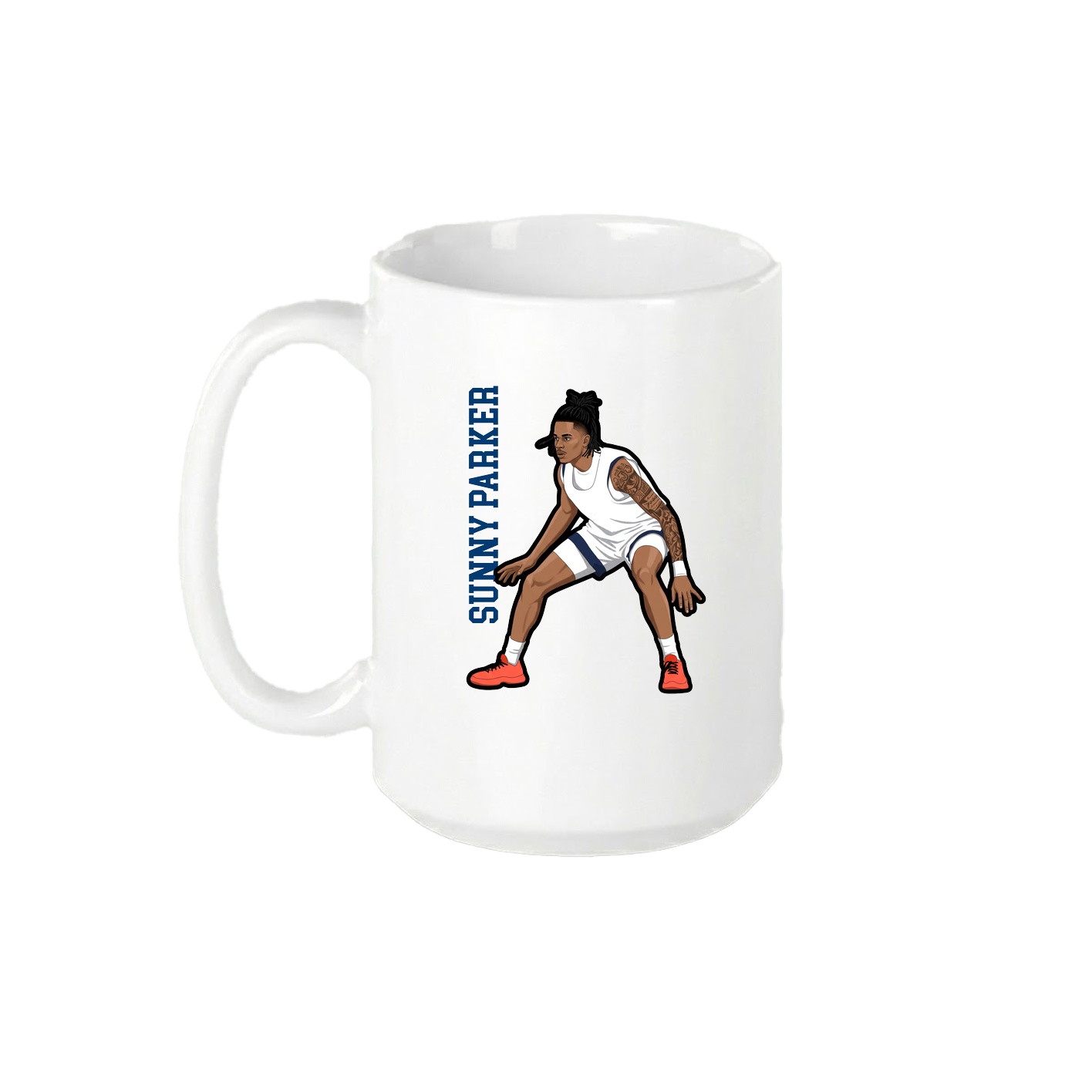 15oz Coffee Mug — Name Vertical in White