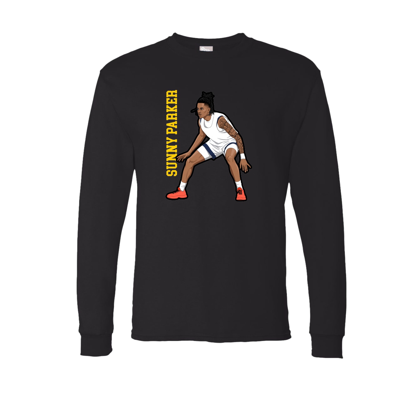 Long Sleeve Tee — Name Vertical in Black