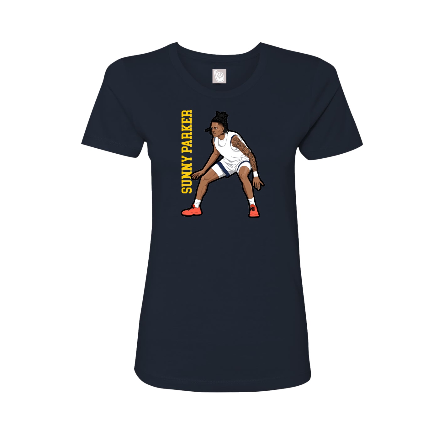Womens Tee — Name Vertical in Navy
