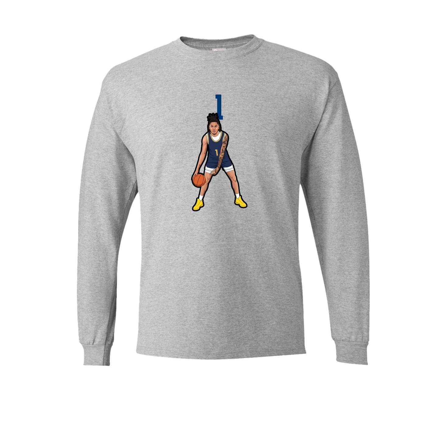 Long Sleeve Tee — Number Top in Grey