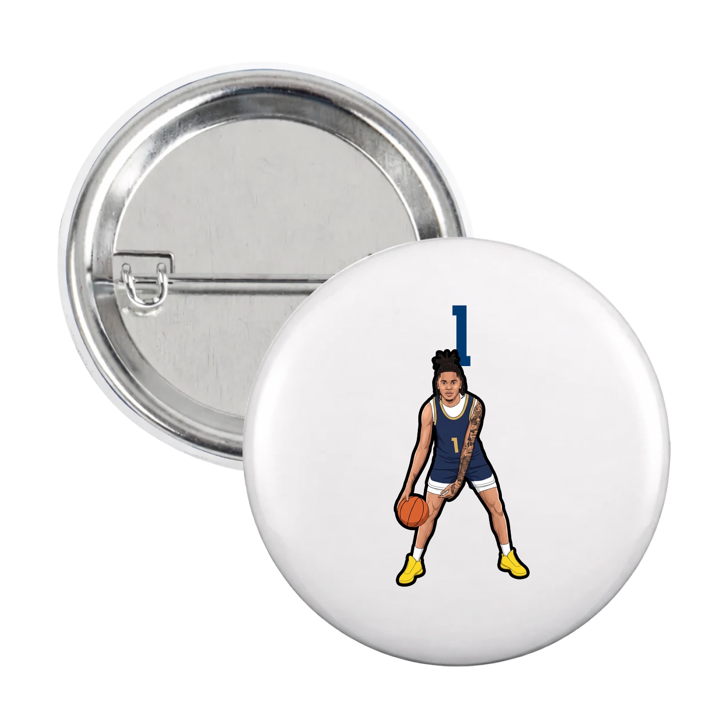 Game Day Button — Number Top in White