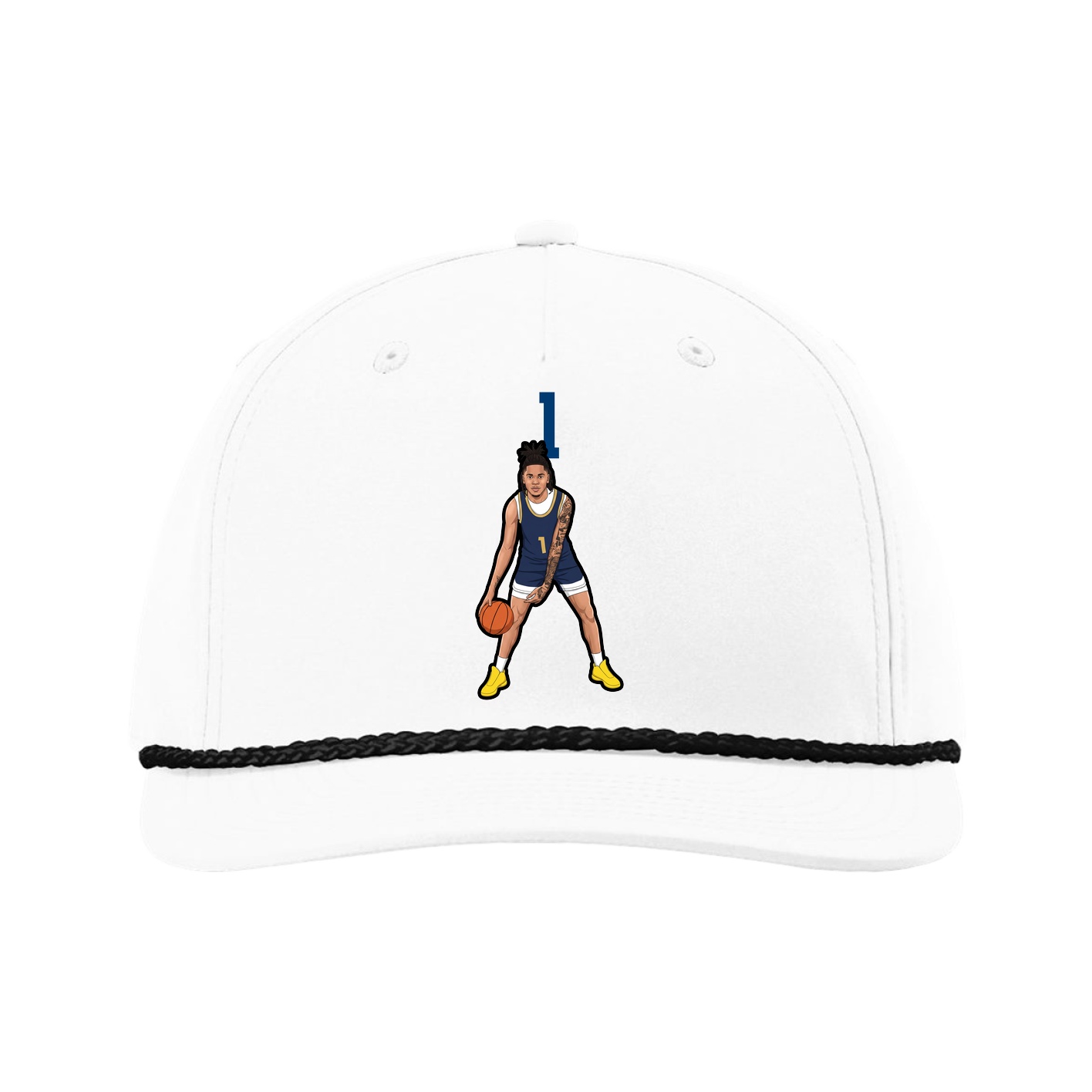 Five-Panel Classic Rope Cap — Number Top in White