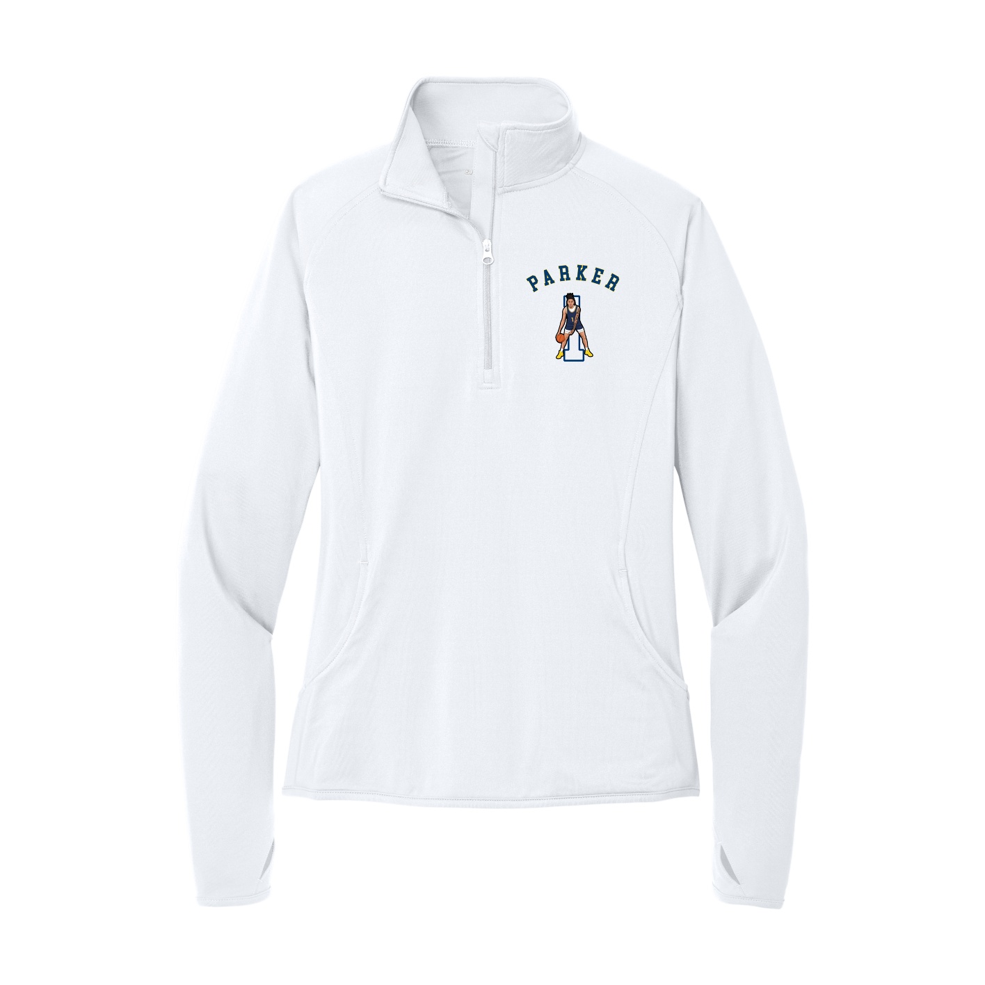 Women's Q-Zip Pullover — Shirsey Arch in White