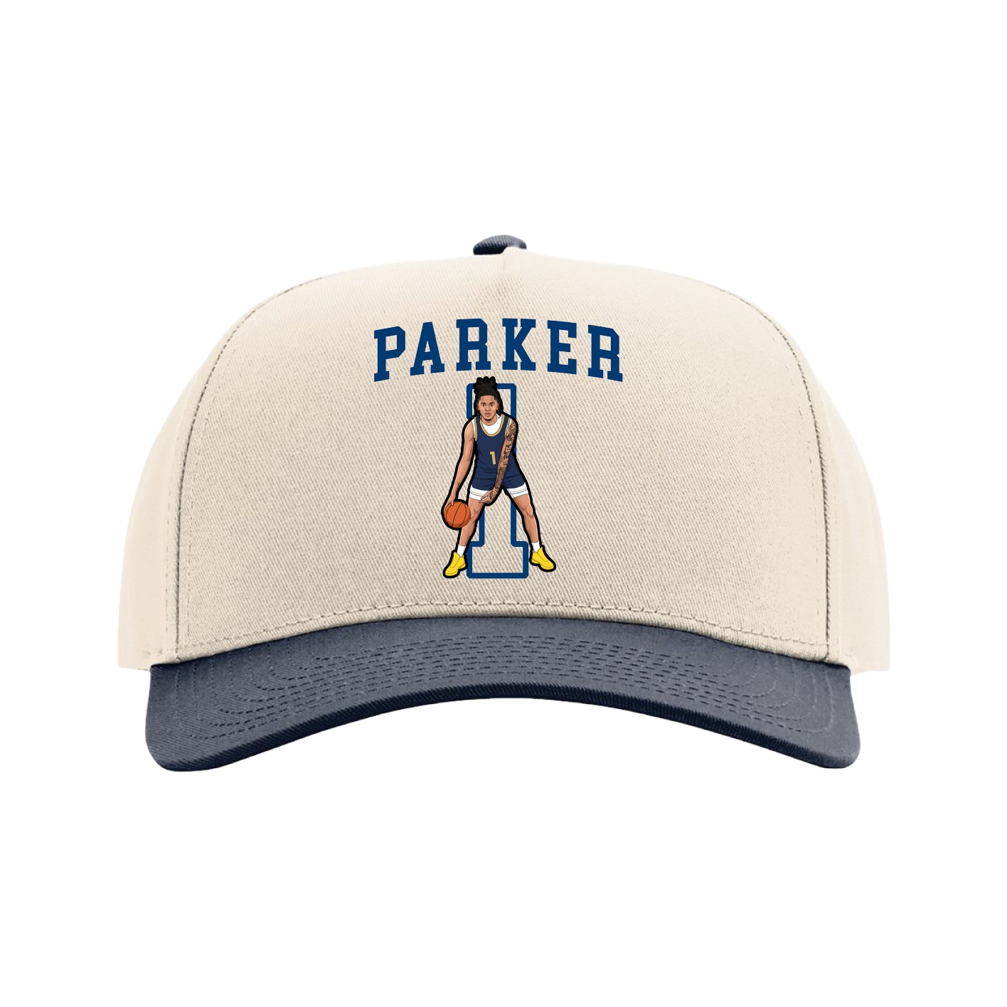 Full Fabric Five-Panel Champ Cap — Shirsey in Cream/Navy