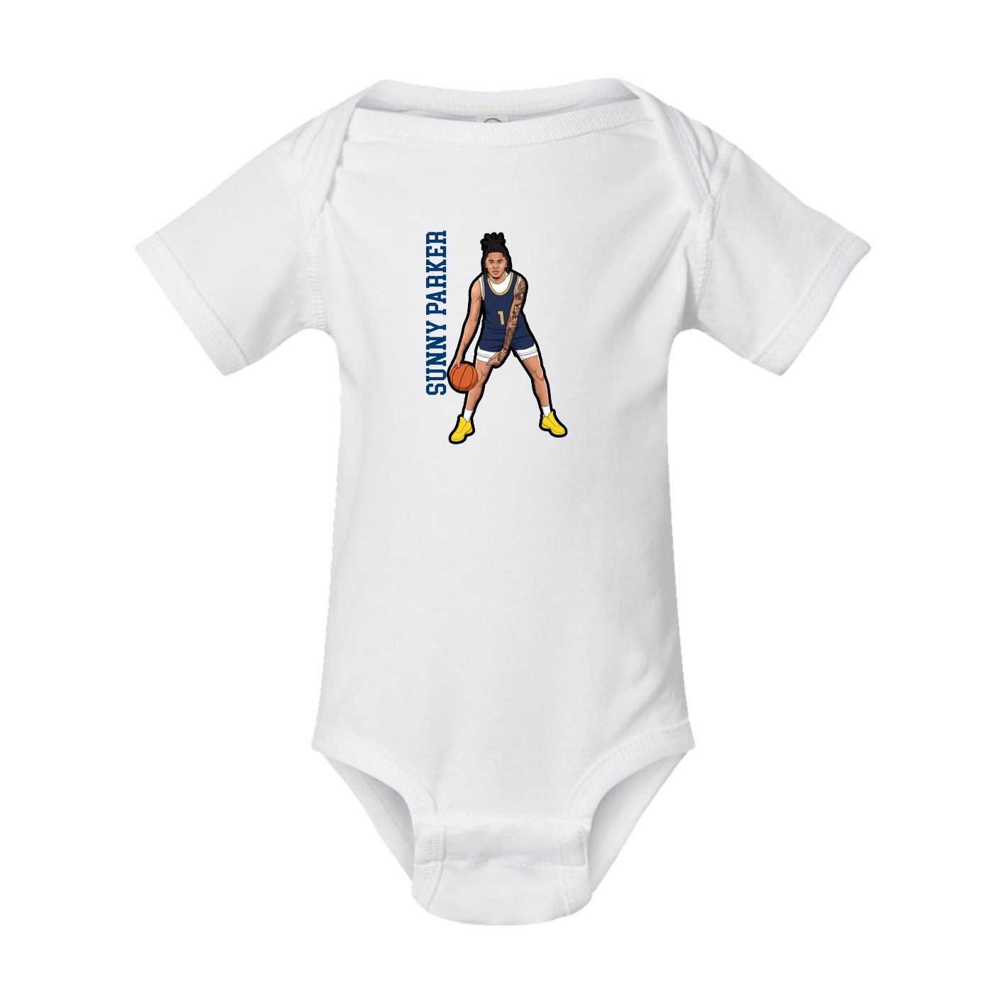 Baby Onesie — Name Vertical in White