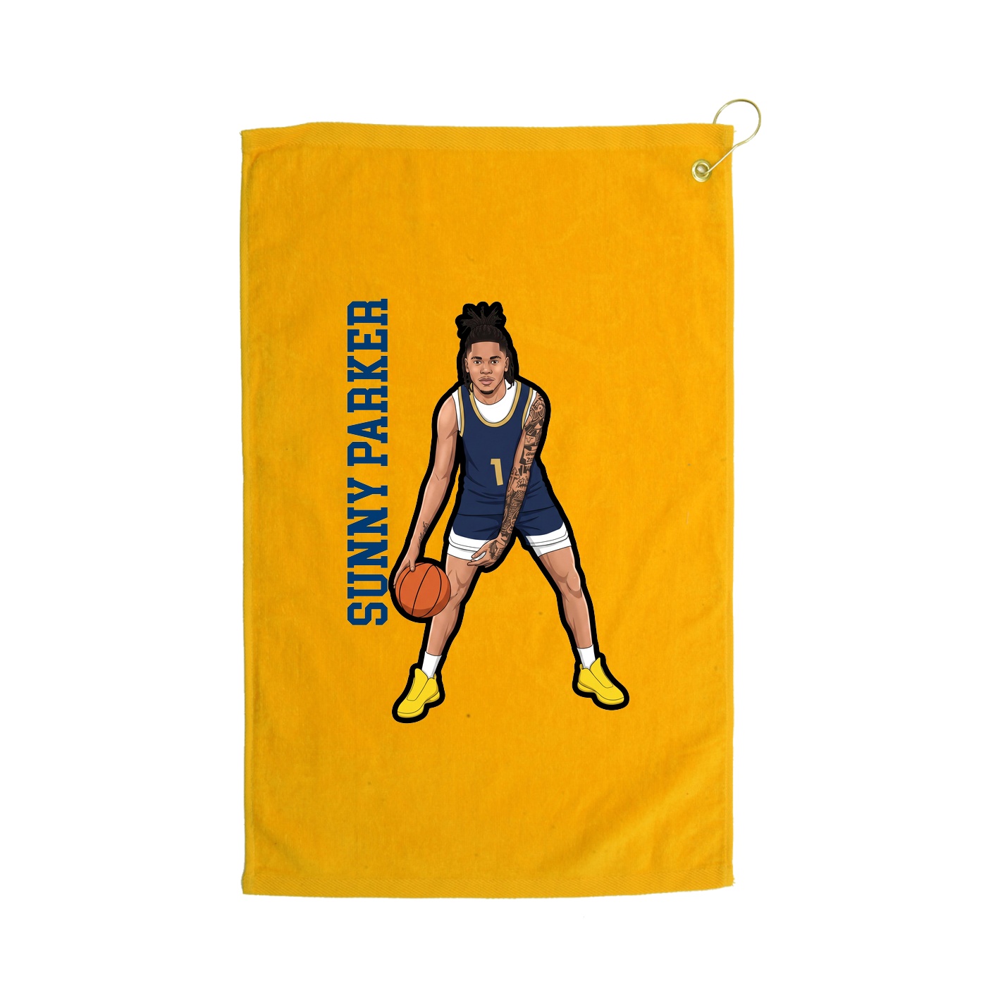 Golf Towel — Name Vertical in Gold