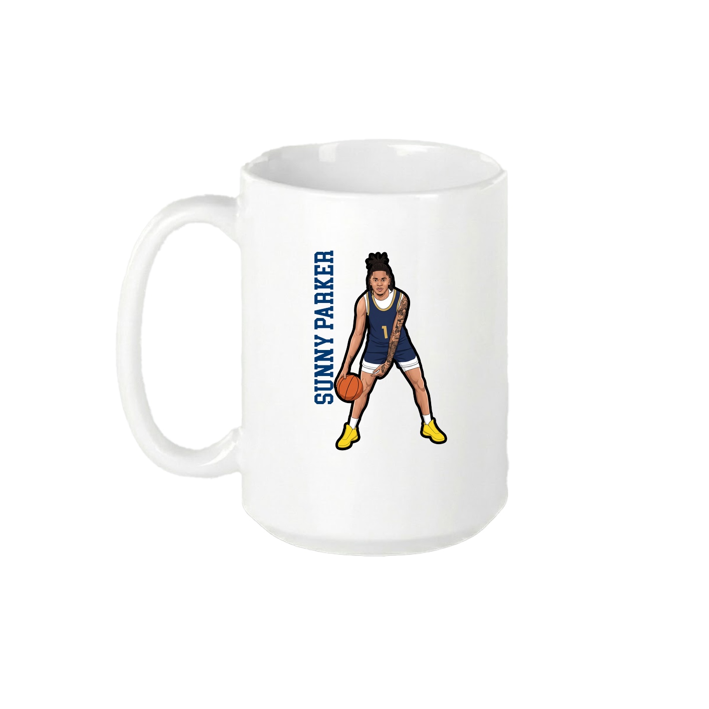 15oz Coffee Mug — Name Vertical in White