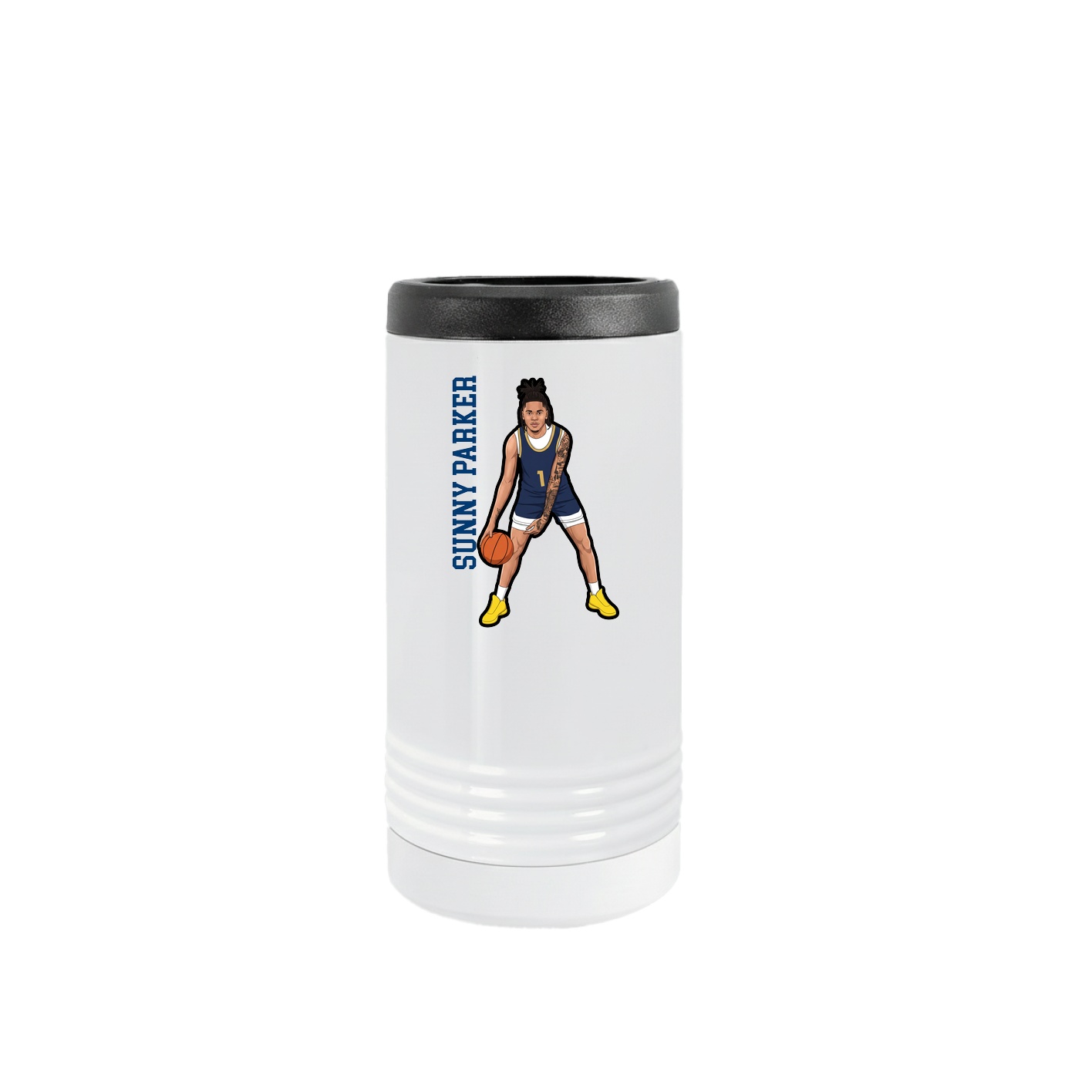 Slim Beverage Holder — Name Vertical in White