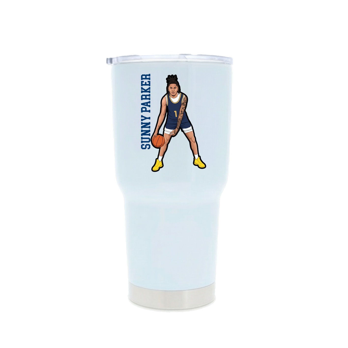 30oz Stainless Steel Tumbler — Name Vertical in White