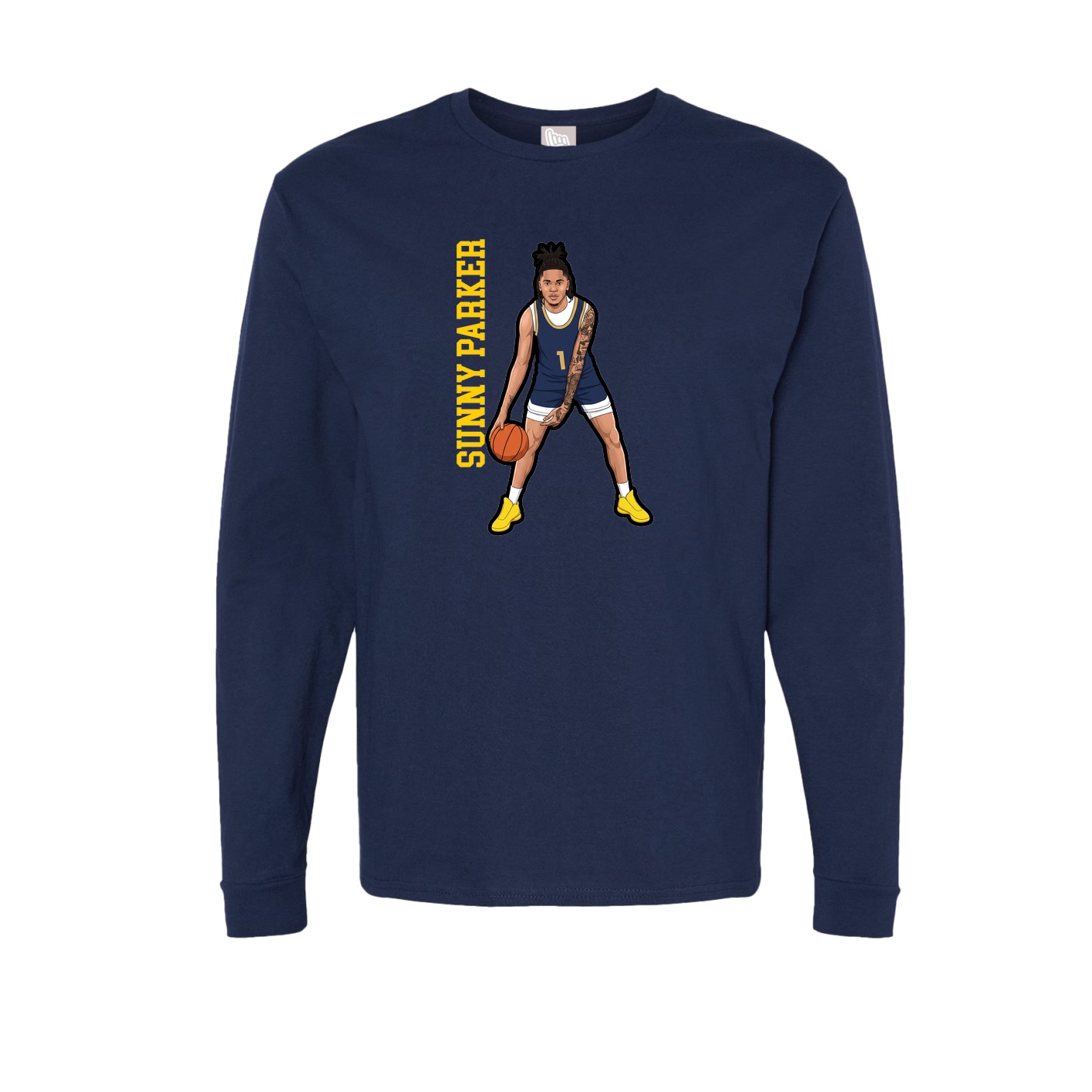 Long Sleeve Tee — Name Vertical in Navy