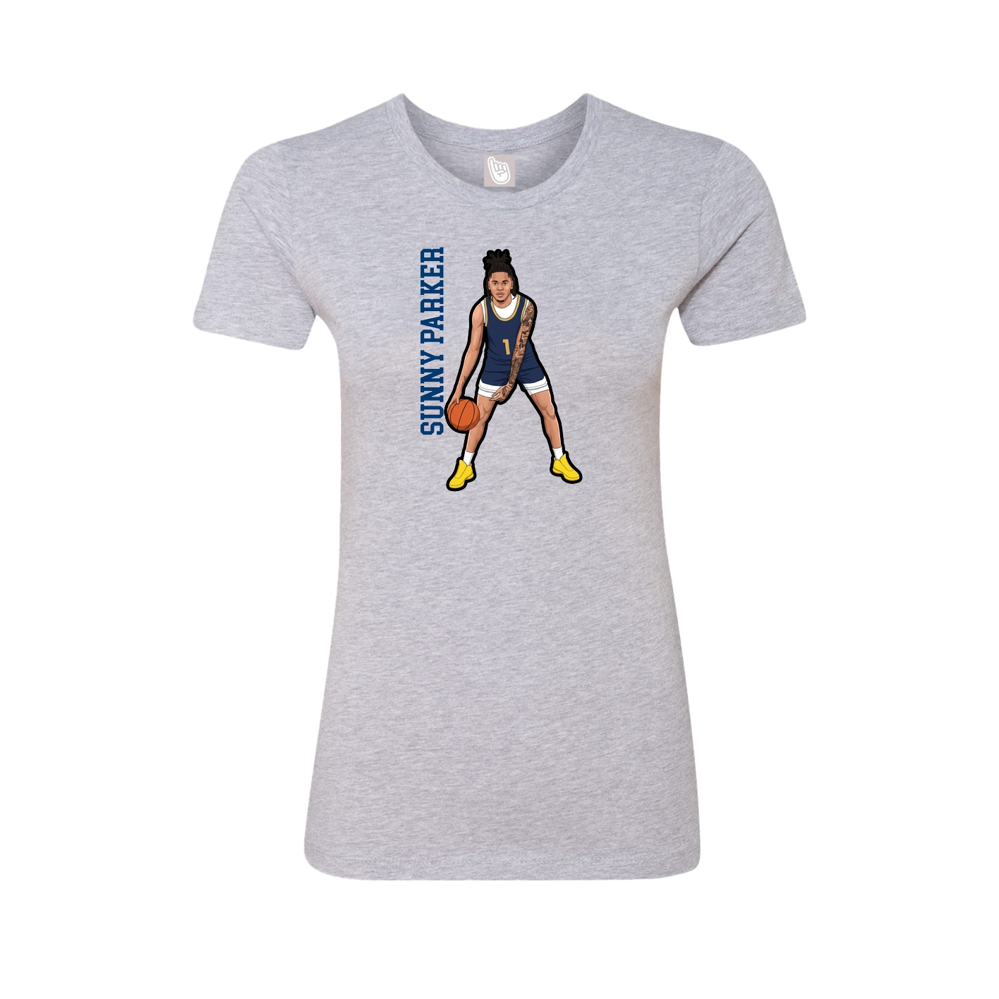 Fitted Women's Tee — Name Vertical in Grey