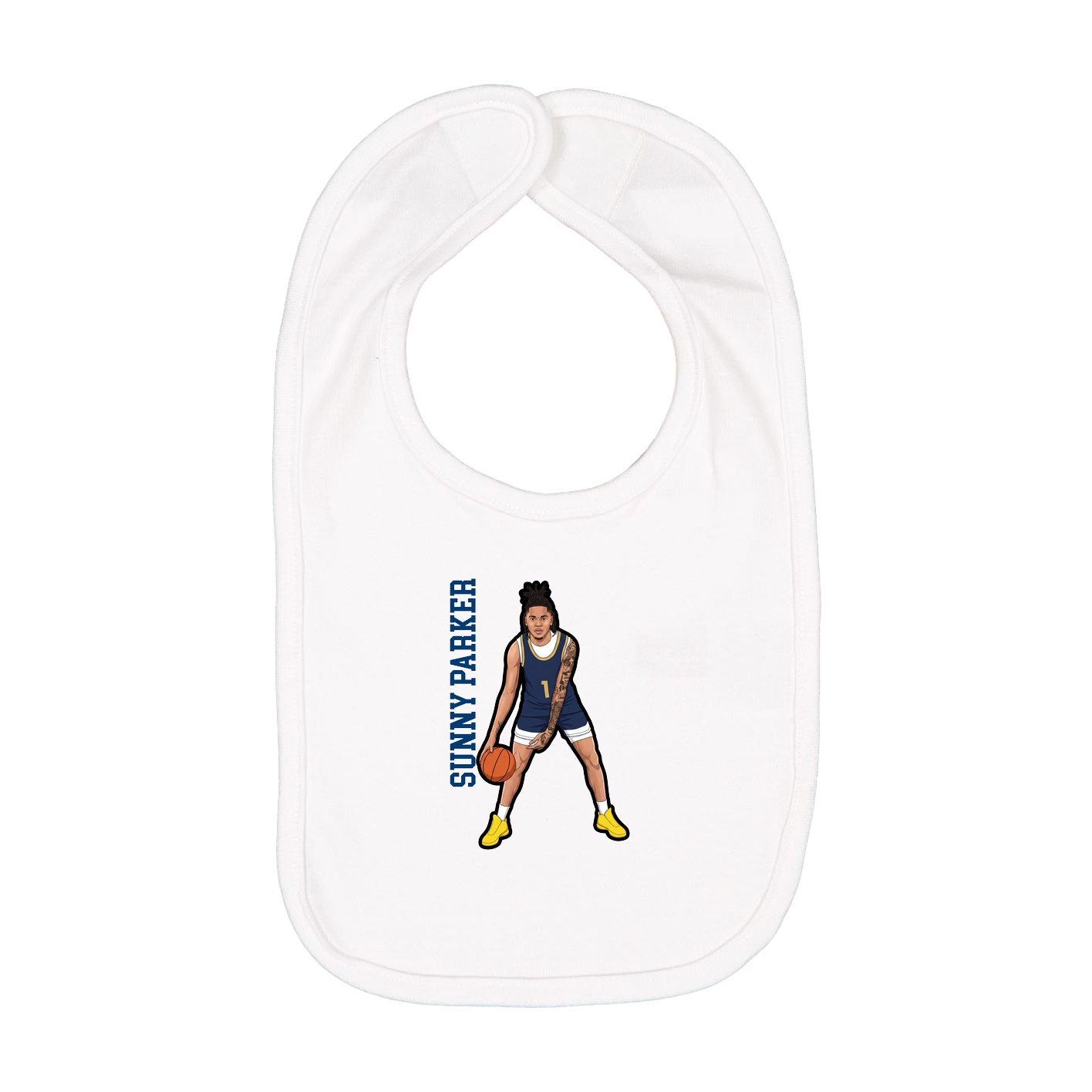 Infant Bib — Name Vertical in White