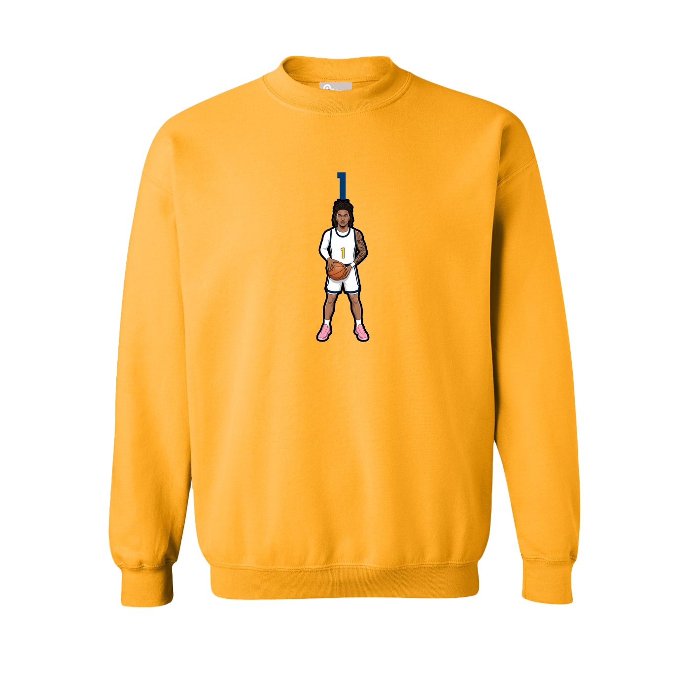 Fleece Crew — Number Top in Gold