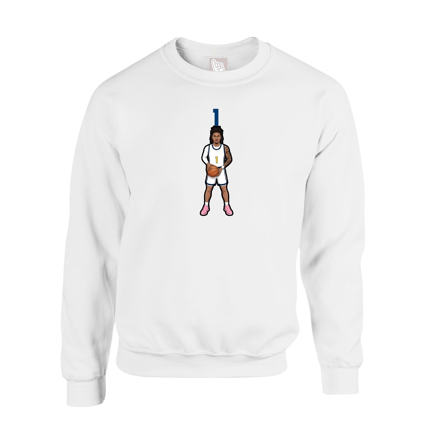 Fleece Crew — Number Top in White