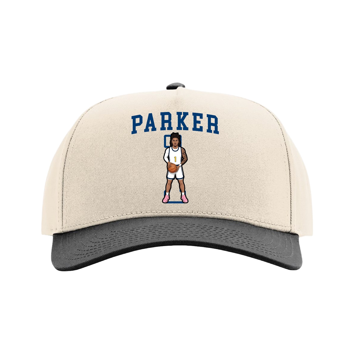 Full Fabric Five-Panel Champ Cap — Shirsey in Cream/Black
