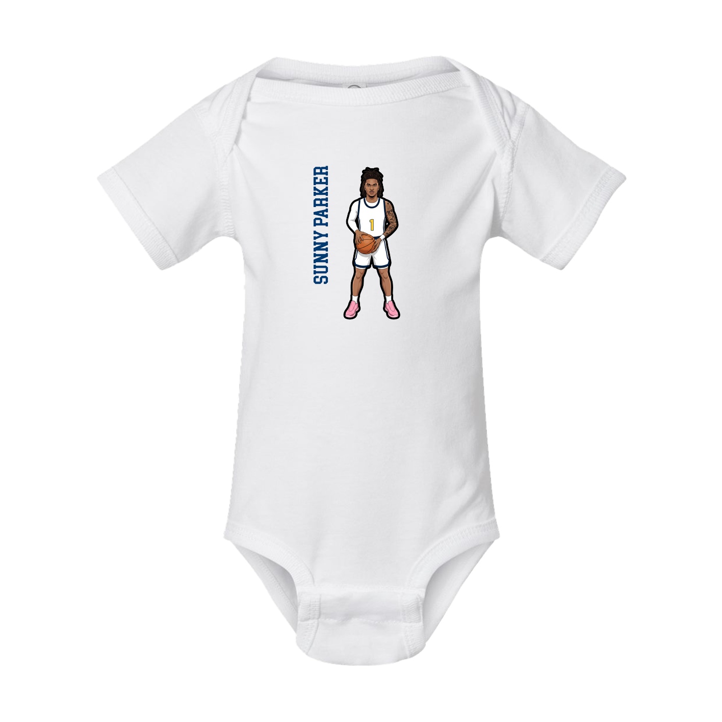 Baby Onesie — Name Vertical in White