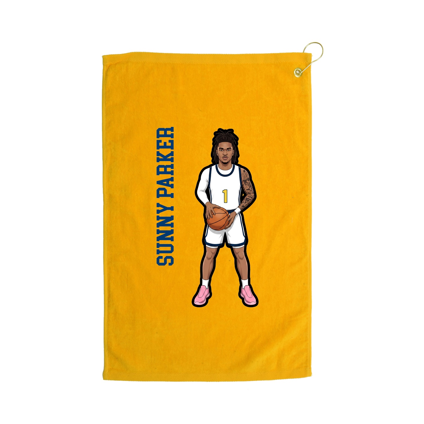 Golf Towel — Name Vertical in Gold