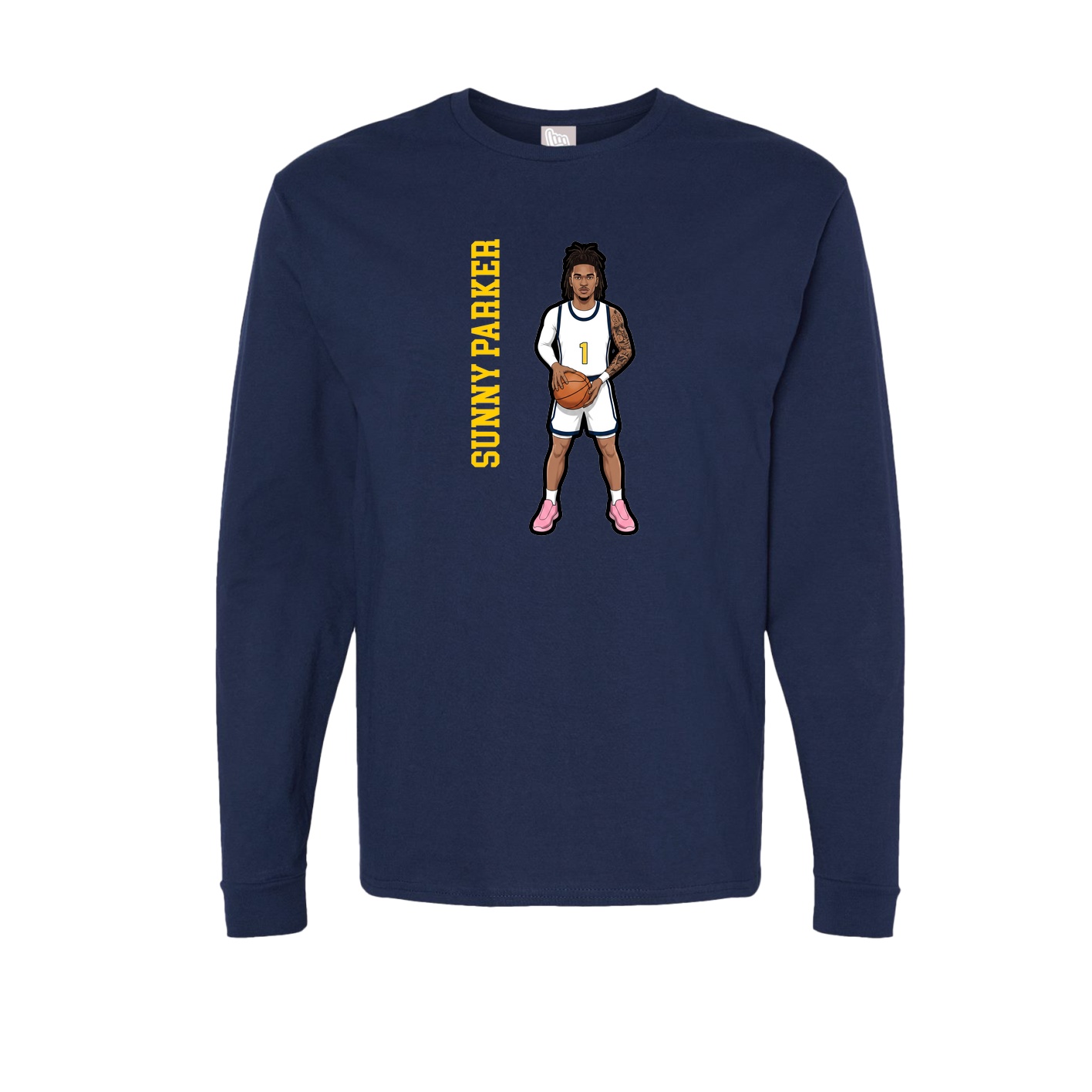 Long Sleeve Tee — Name Vertical in Navy
