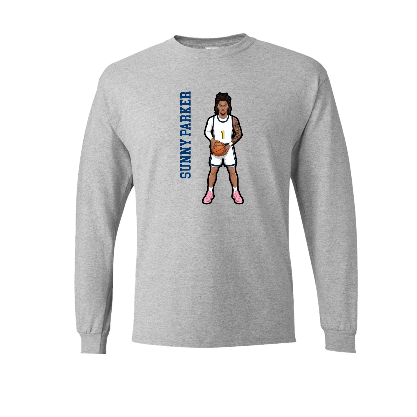 Long Sleeve Tee — Name Vertical in Grey