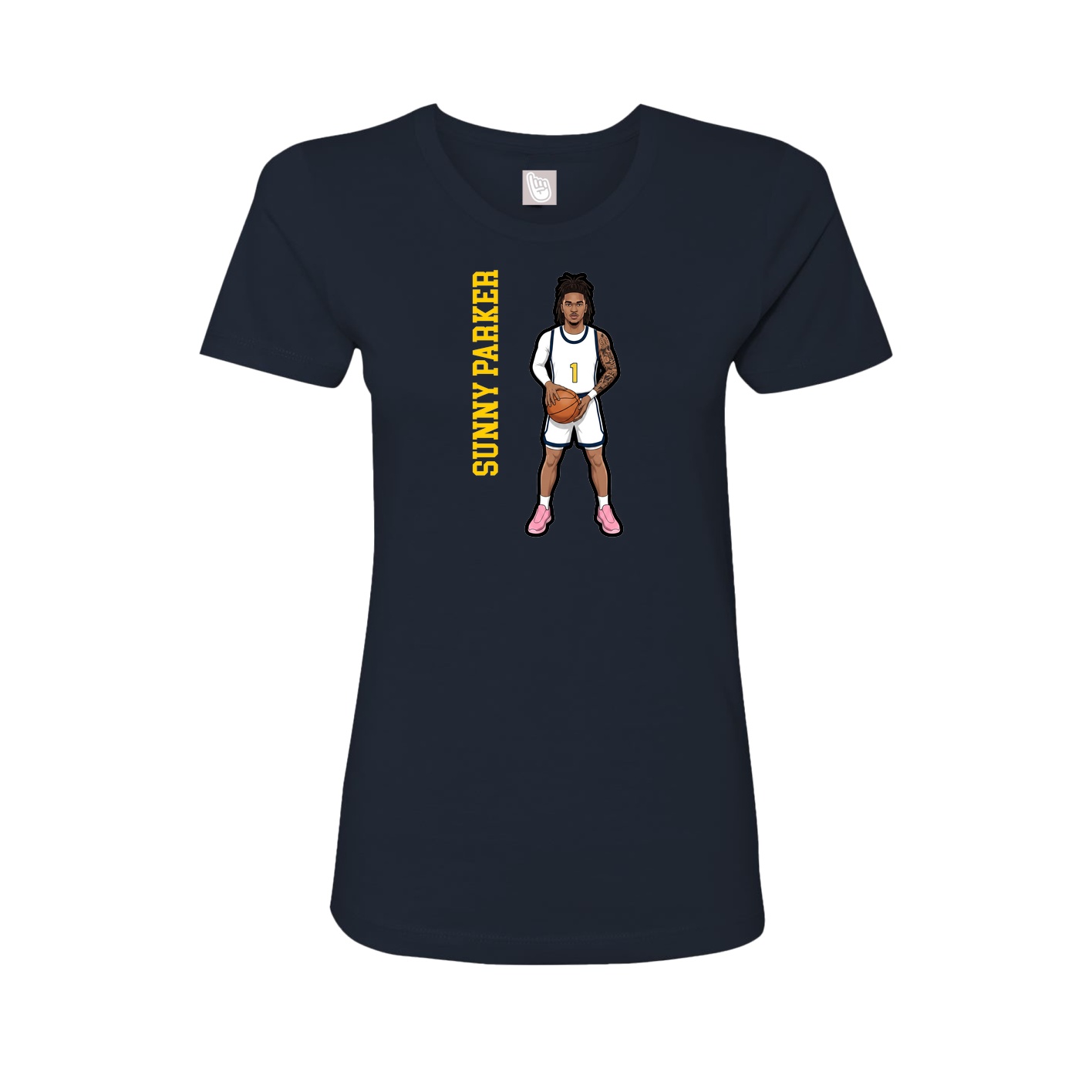 Fitted Women's Tee — Name Vertical in Navy