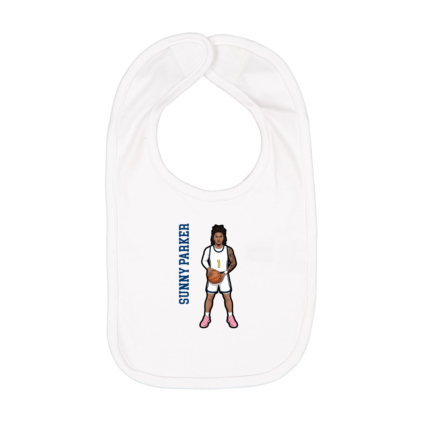 Infant Bib — Name Vertical in White