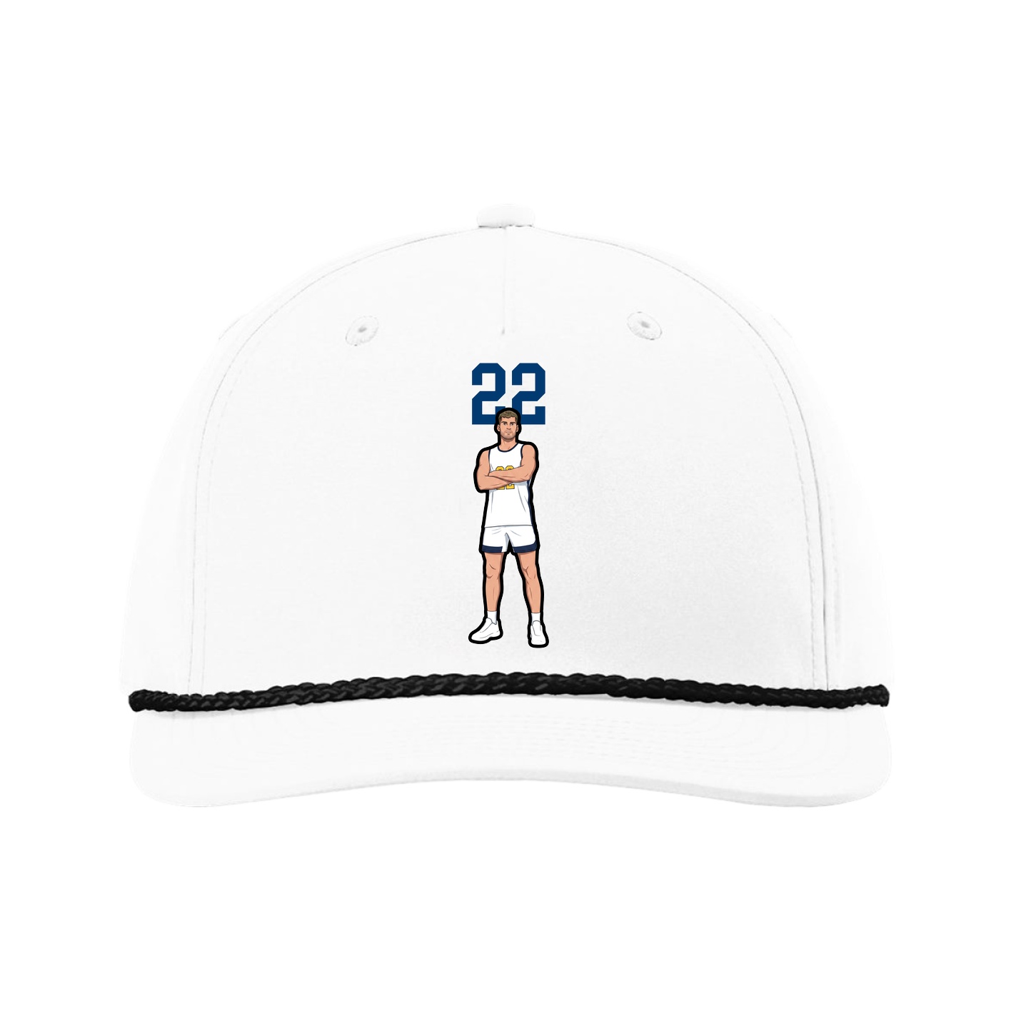 Five-Panel Classic Rope Cap — Number Top in White