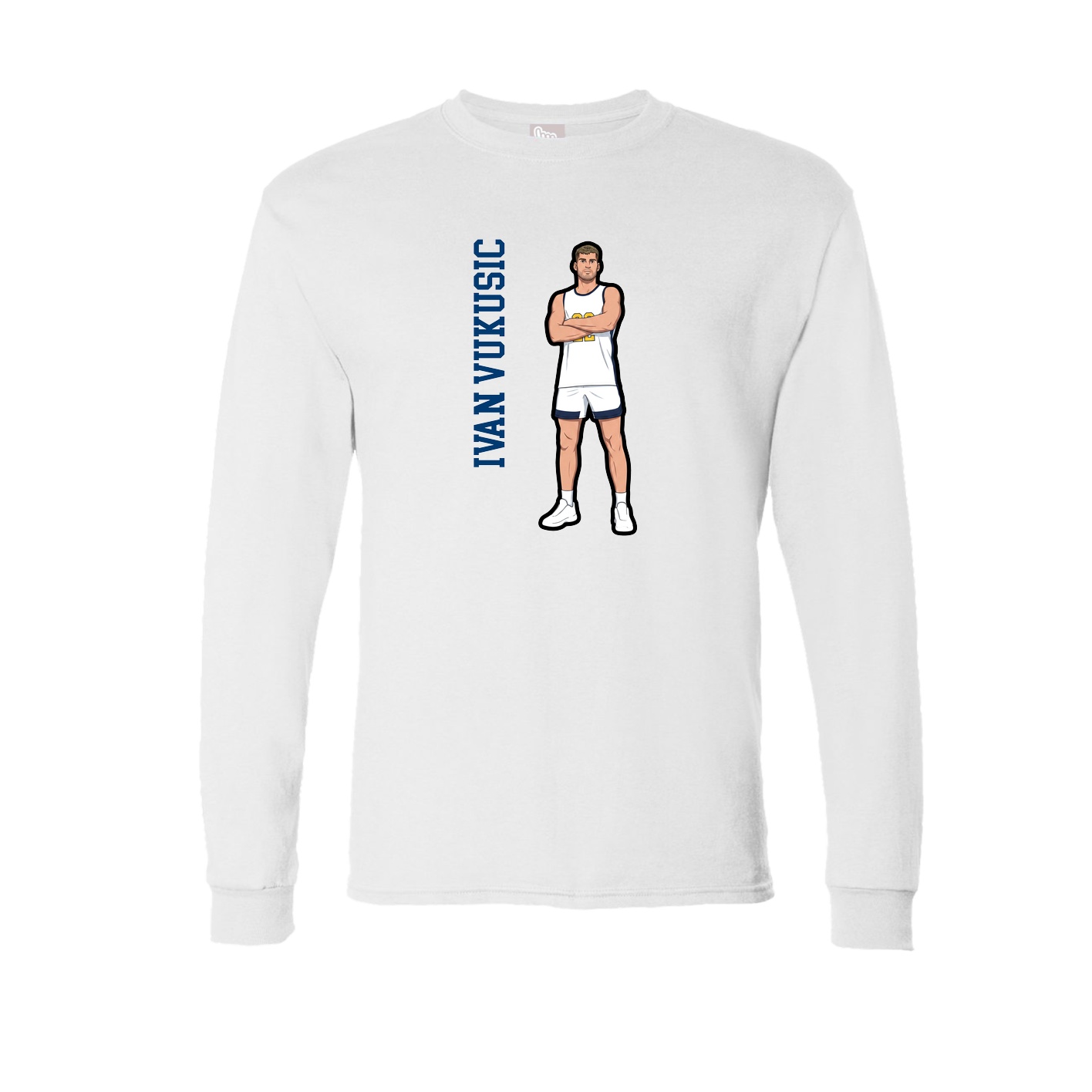 Long Sleeve Tee — Name Vertical in White