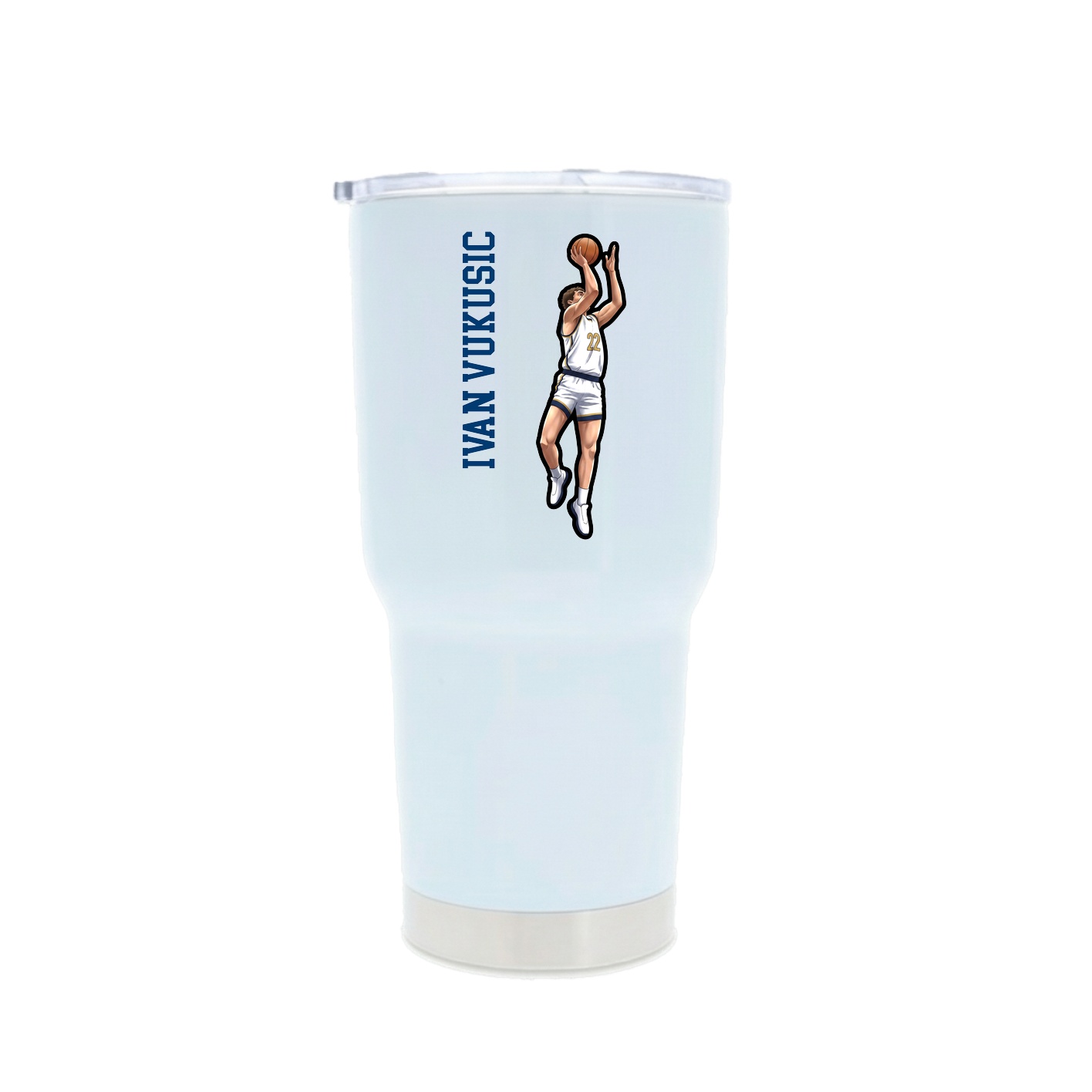 30oz Stainless Steel Tumbler — Name Vertical in White