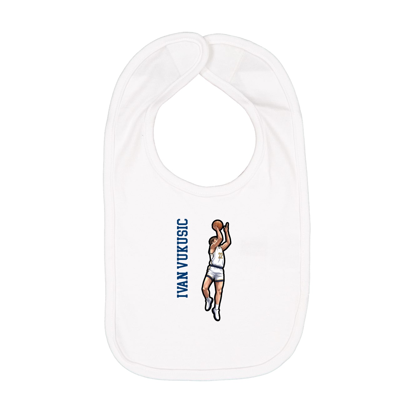 Infant Bib — Name Vertical in White