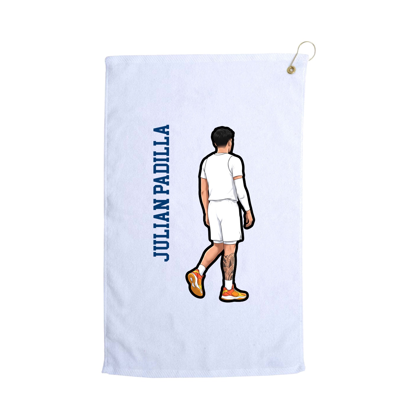 Golf Towel — Name Vertical in White