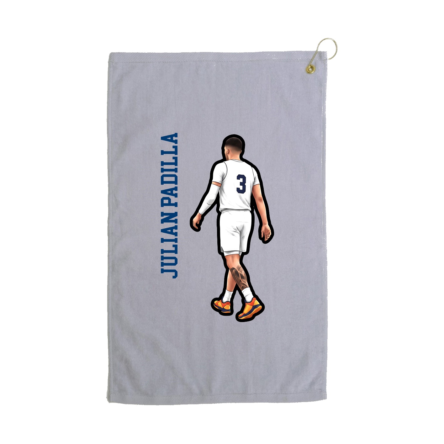 Golf Towel — Name Vertical in Grey