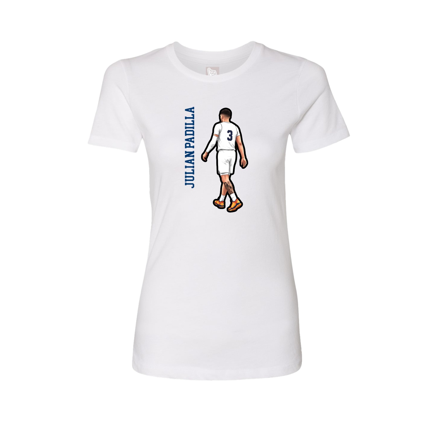 Fitted Women's Tee — Name Vertical in White