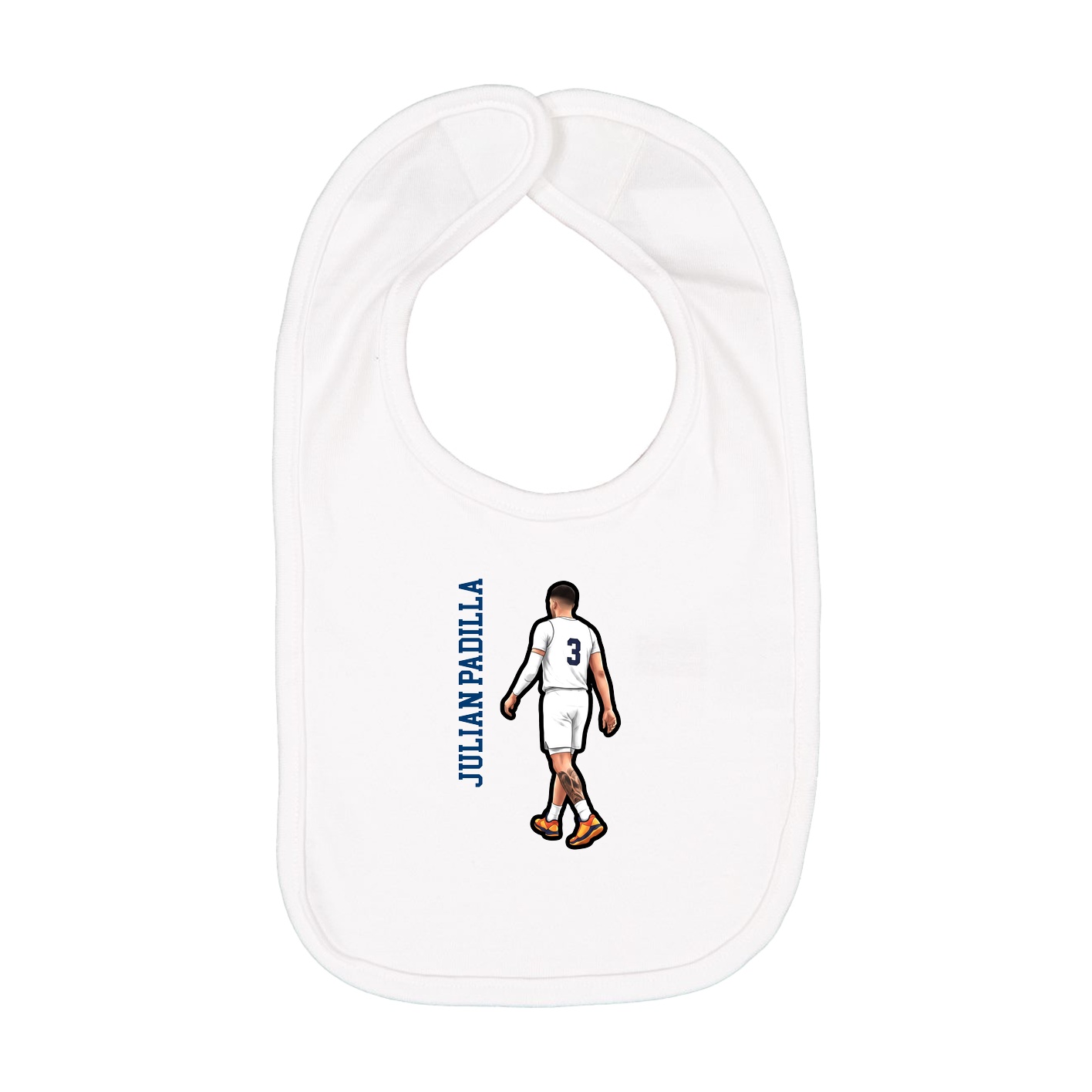 Infant Bib — Name Vertical in White