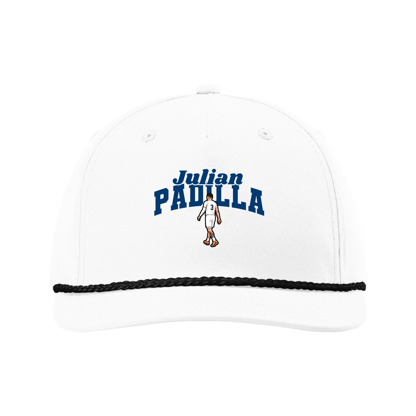Five-Panel Classic Rope Cap — Signature Arch in White