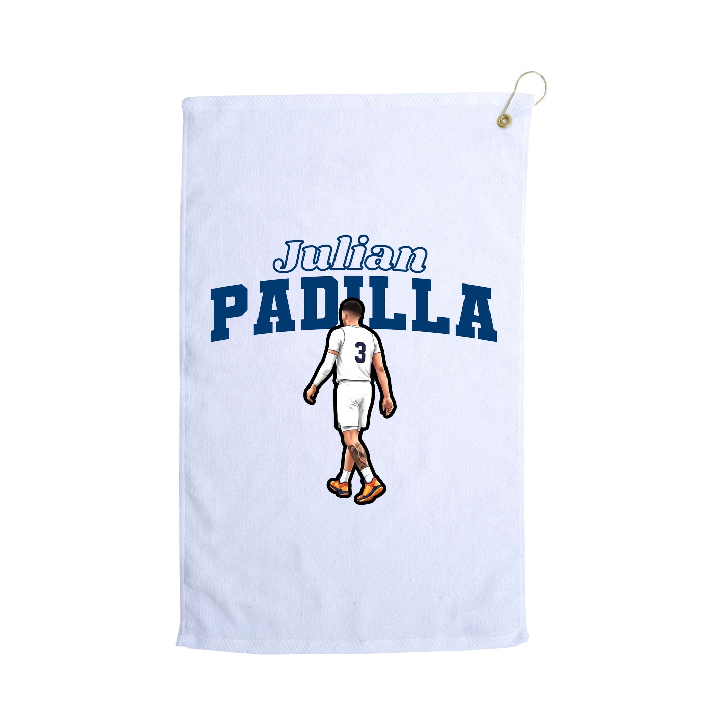 Golf Towel — Name Arch in White