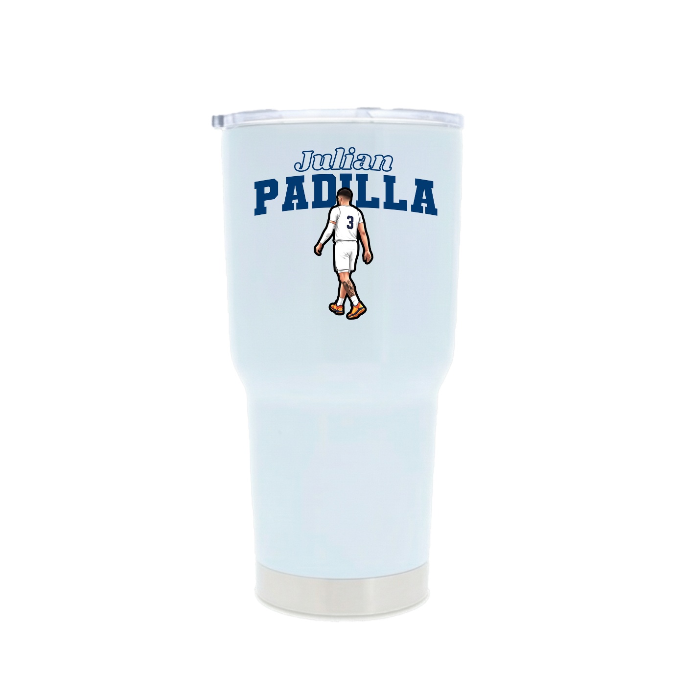 30oz Stainless Steel Tumbler — Name Arch in White