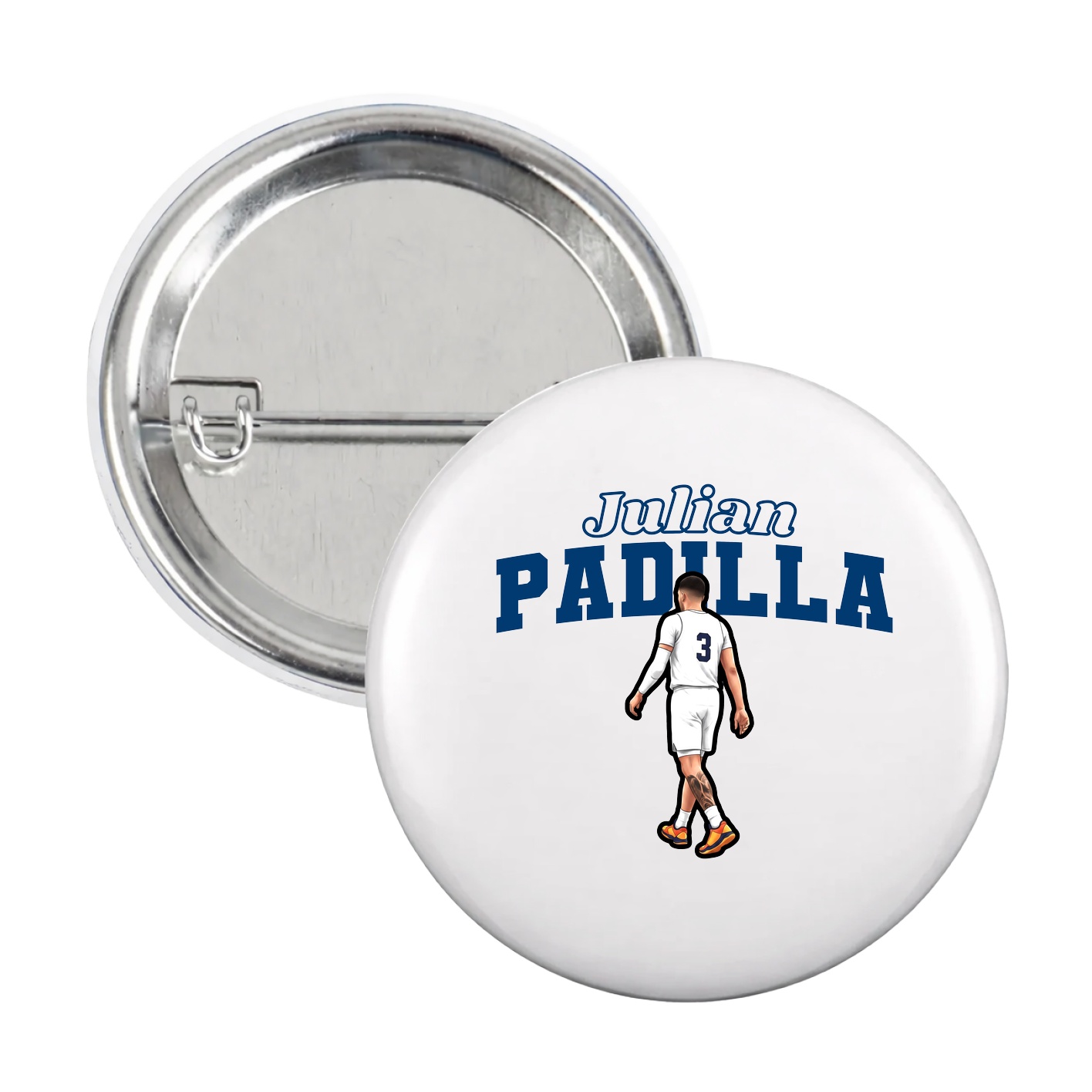 Game Day Button — Name Arch in White