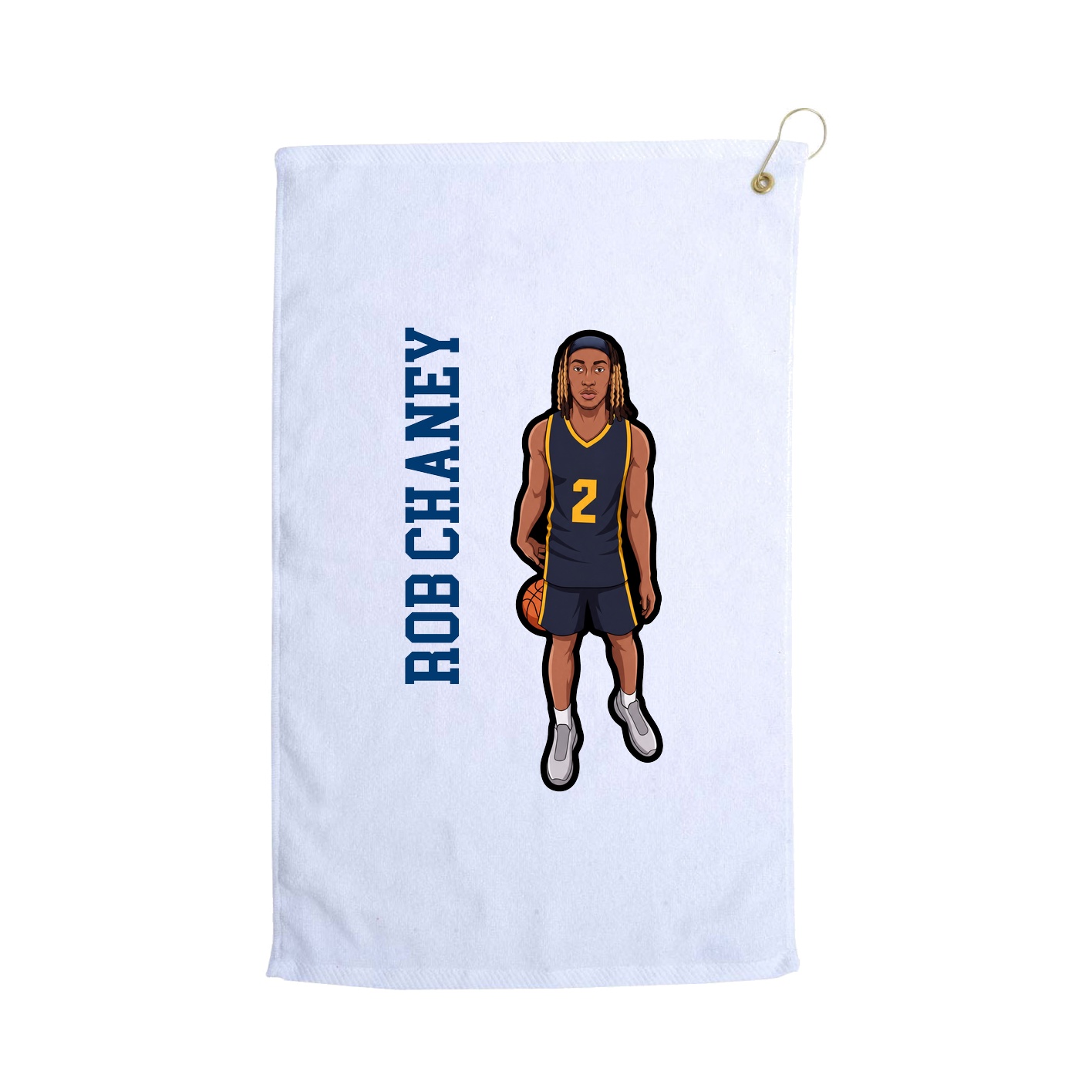 Golf Towel — Name Vertical in White