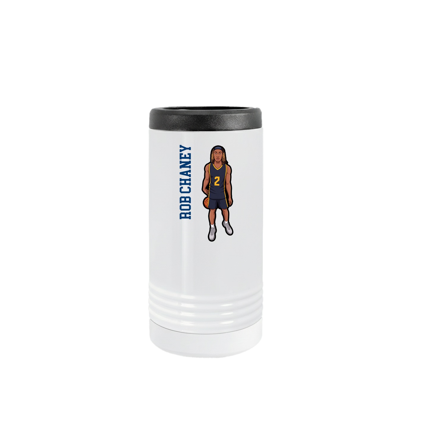 Slim Beverage Holder — Name Vertical in White