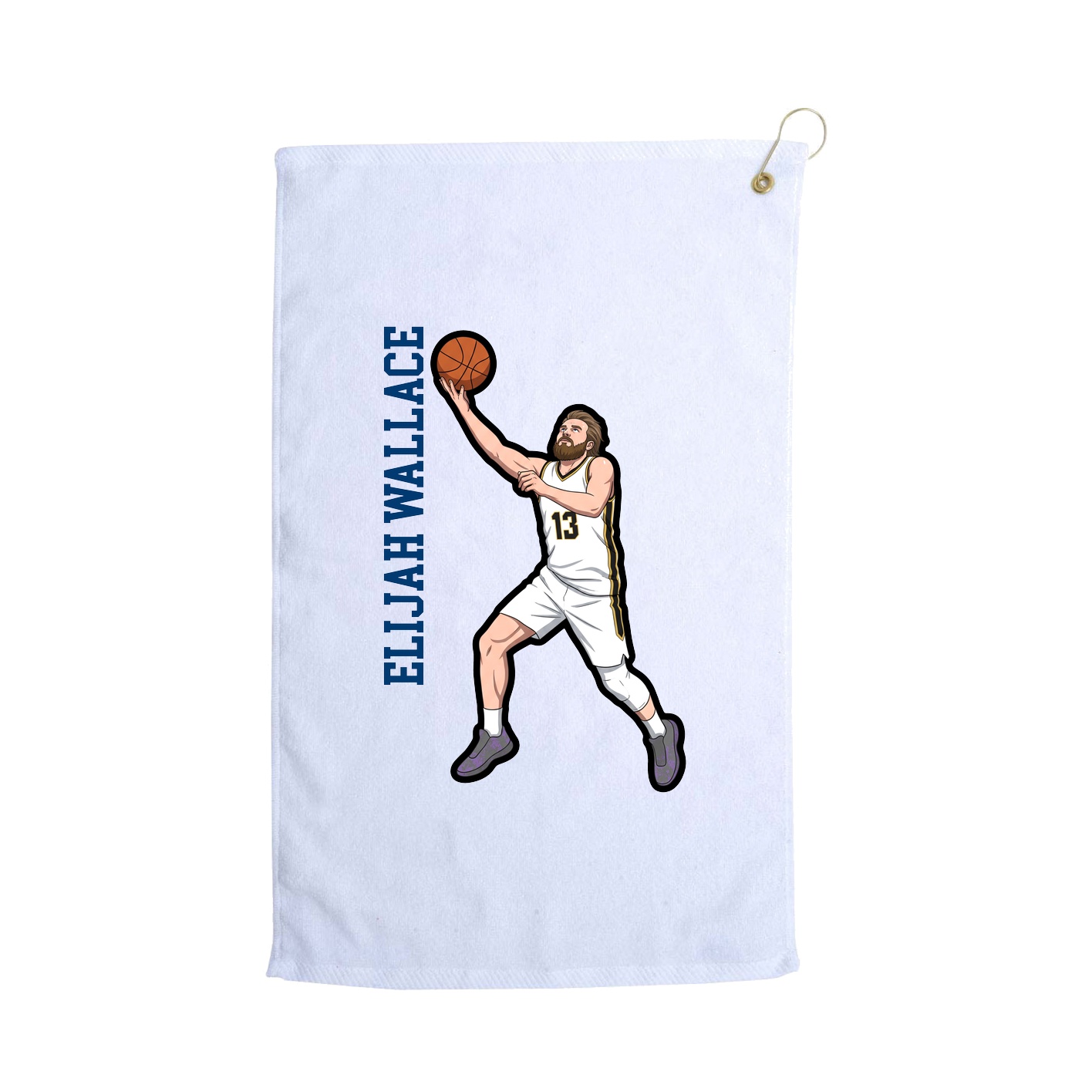 Golf Towel — Name Vertical in White