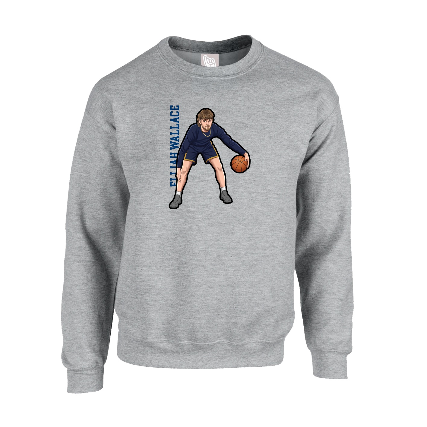 Fleece Crew — Name Vertical in Grey