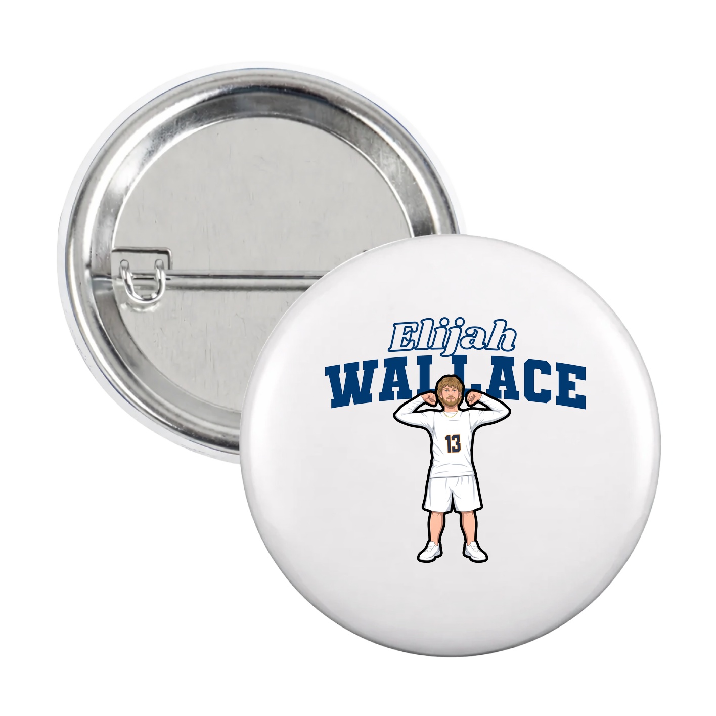 Game Day Button — Name Arch in White
