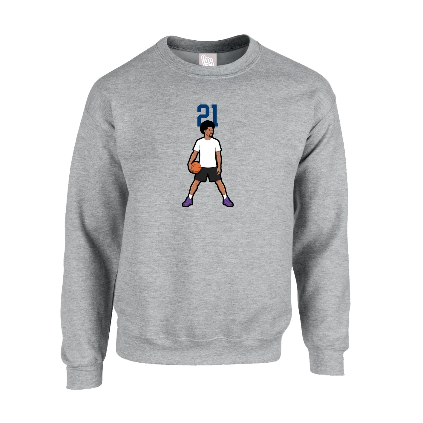 Fleece Crew — Number Top in Grey