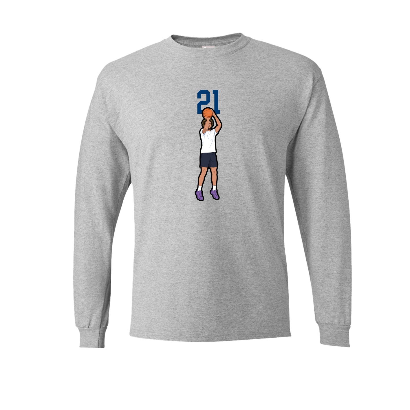 Long Sleeve Tee — Number Top in Grey